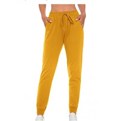  Yellow Women's Drawstring Waist Long Workout Yoga Legging Active Pant with Pocket