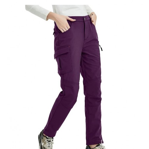 Women's Fleece Hiking Cargo Pants Outdoor Windproof Waterproof Softshell Ski Snow Pants for Winter Women's Fleece Hiking Cargo Pants Outdoor Windproof Waterproof Softshell Ski Snow Pants for Winter