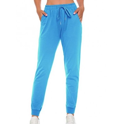Light Blue Women's Drawstring Waist Long Workout Yoga Legging Active Pant with Pocket
