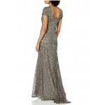 Women's Short-Sleeve All Over Sequin Gown Women's Short-Sleeve All Over Sequin Gown