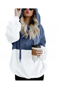 2022 Winter Women's Long Sleeve Casual Fuzzy Hoodies Soft Comfy Warm Fluffy Sweaters Zipped Up with Pocket