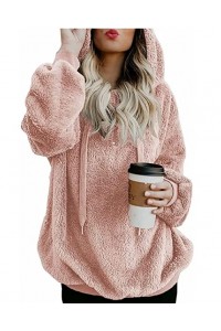 Womens Oversized Fuzzy Fleece Sweatshirts with Pockets