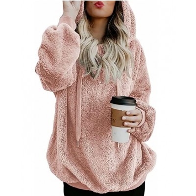 Womens Oversized Fuzzy Fleece Sweatshirts with Pockets