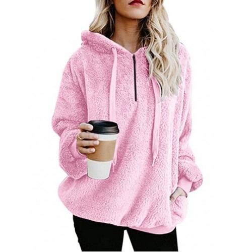 Womens Sherpa Pullover Fuzzy Fleece Sweatshirt Oversized Hoodie with Pockets Womens Sherpa Pullover Fuzzy Fleece Sweatshirt Oversized Hoodie with Pockets