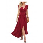 Women's Summer Floral Print Cross V Neck Dress Bohemian Flowy Long Maxi Dresses Women's Summer Floral Print Cross V Neck Dress Bohemian Flowy Long Maxi Dresses