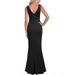 Women Sleeveless V Neck Split Evening Cocktail Long Dress Women Sleeveless V Neck Split Evening Cocktail Long Dress