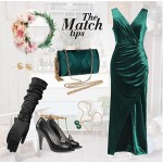 Women's Elegant Velvet Formal Dress Bodycon Evening Prom Sleeveless Ruched Dress